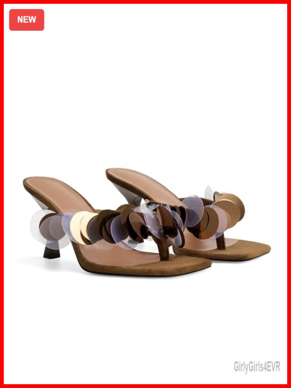 Women's Flip Flop Heels Square Open Toe Strappy Kitten Heel Sandals Slip On